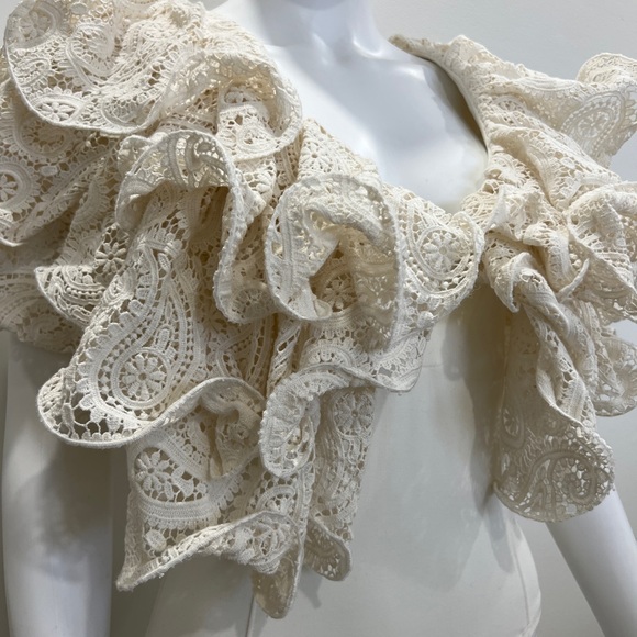 Rotate Birger Christensen Carmen Lace Trimmed Cotton Bodysuit in white - Picture 5 of 8